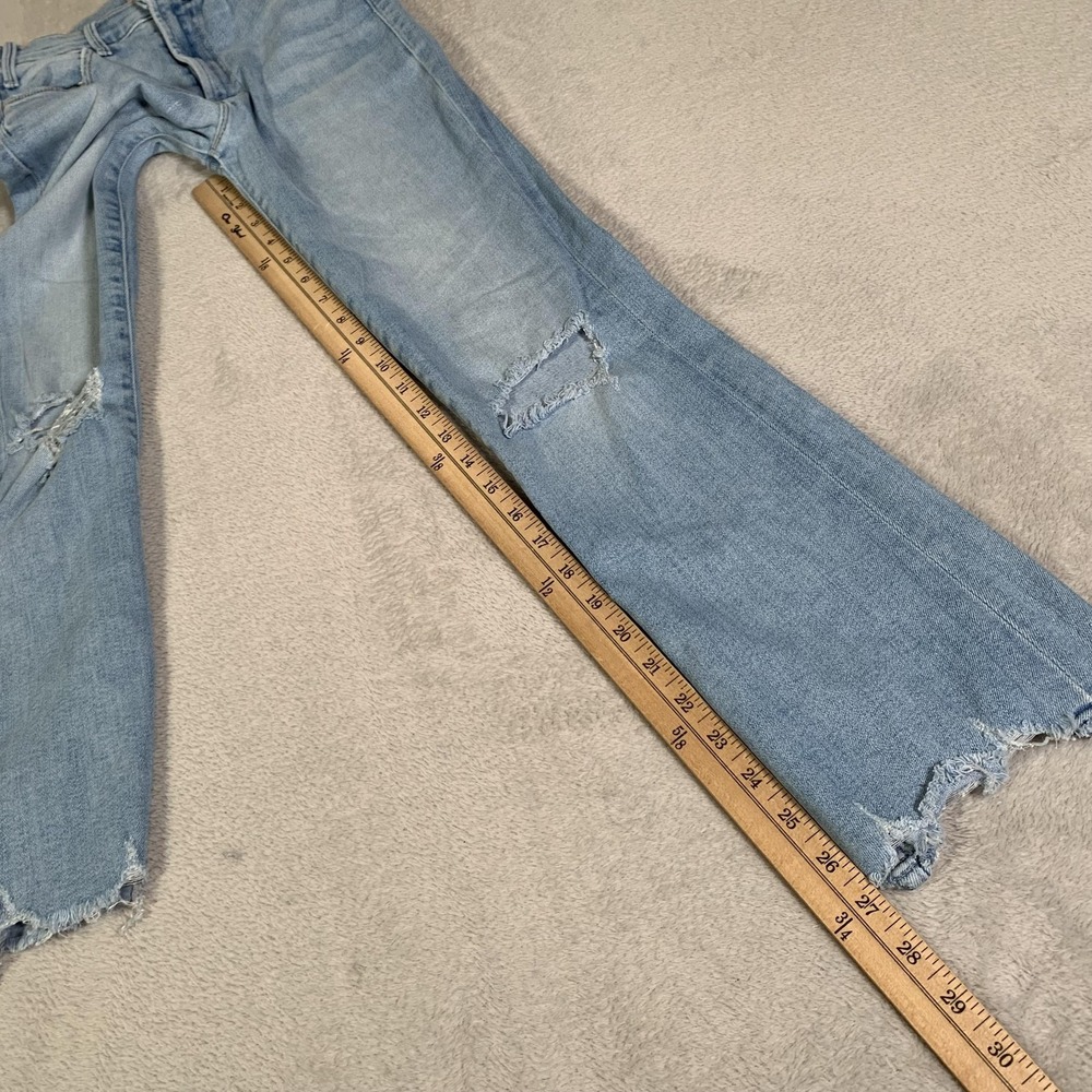 Mother Hustler Ankle Chew Jeans Womens 25 Light Wash Mid Rise Distressed Raw Hem - Picture 9 of 16